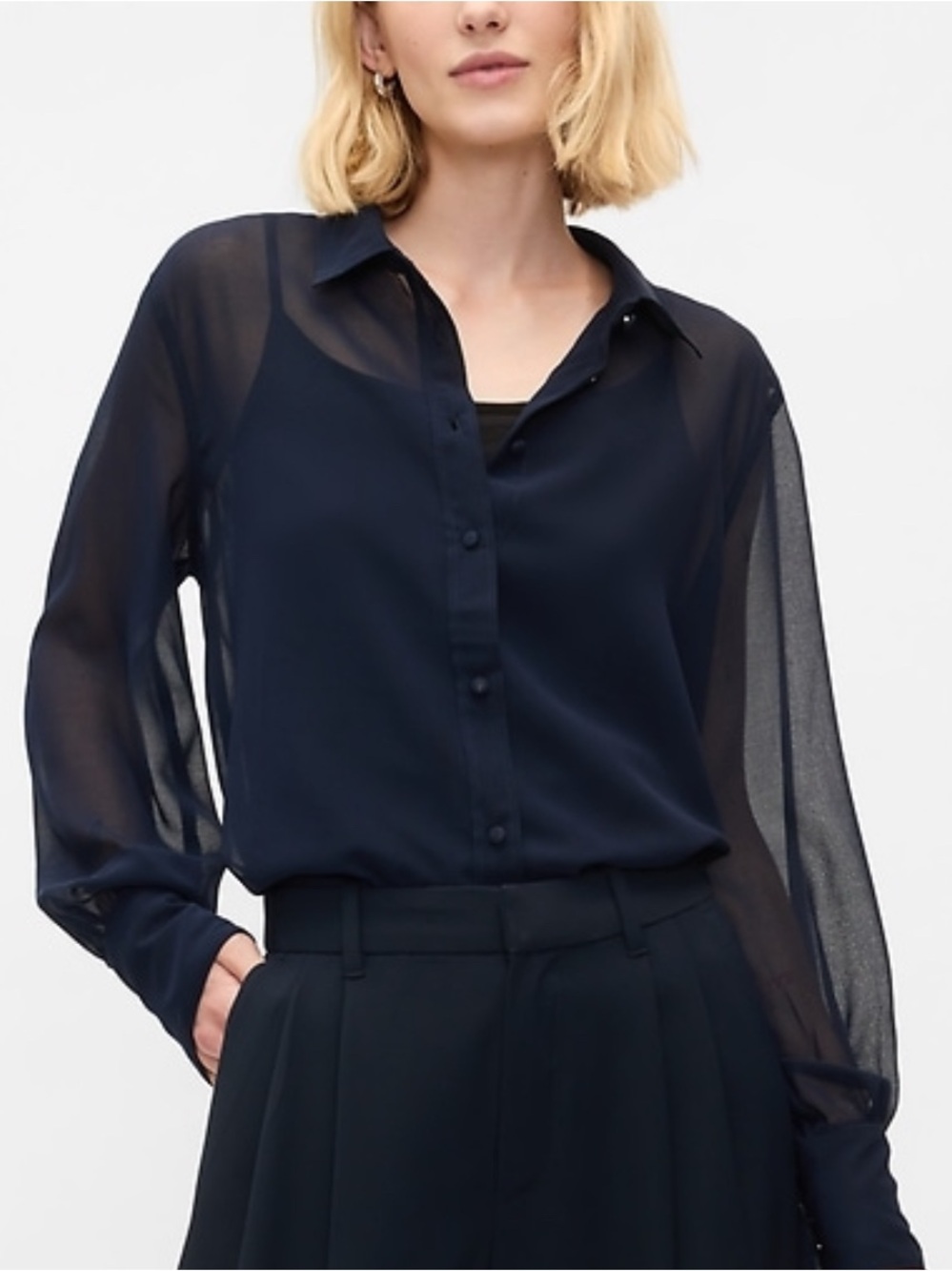 Gap sheer navy blouse
